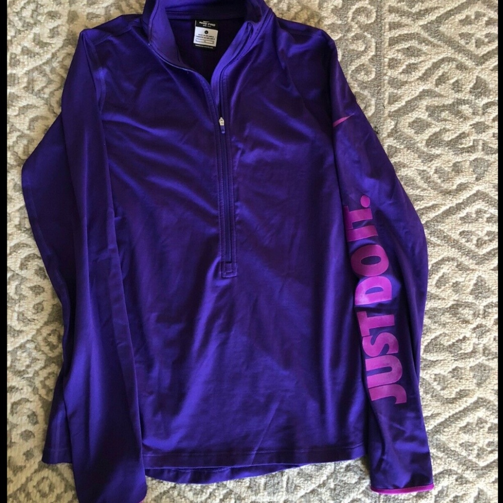 NIKE PRO DRI-FIT 1/2 ZIP LONG SLEEVE PURPLE FITTED